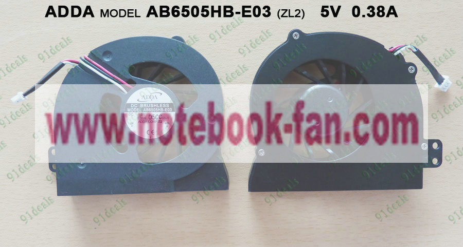 New ADDA AB6505HB-E03 ZL2 CPU Fan DC 5V 0.38A 3-WIRE
